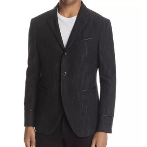 John Varvatos Striped Wool Cotton Sport Coat Blazer - Men's Size 54 - Black